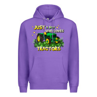 Purple just a boy who loves tractors Premium Hoodie - JahusDesignShop
