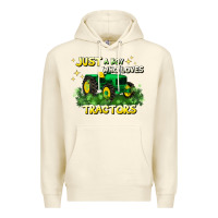 Sandshell just a boy who loves tractors Premium Hoodie - JahusDesignShop