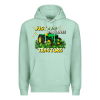 Seafoam just a boy who loves tractors Premium Hoodie - JahusDesignShop