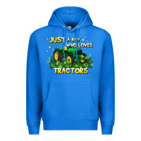 True Royal just a boy who loves tractors Premium Hoodie - JahusDesignShop