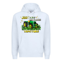 White just a boy who loves tractors Premium Hoodie - JahusDesignShop