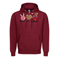 Burgundy peace love makeup Zipper Hoodie - MaliasSmallBusiness