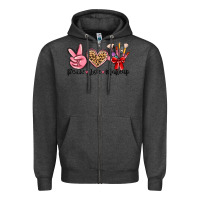 Charcoal Heather peace love makeup Zipper Hoodie - MaliasSmallBusiness