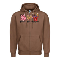 Chestnut peace love makeup Zipper Hoodie - MaliasSmallBusiness