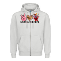 Dove Grey peace love makeup Zipper Hoodie - MaliasSmallBusiness