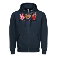 Navy peace love makeup Zipper Hoodie - MaliasSmallBusiness