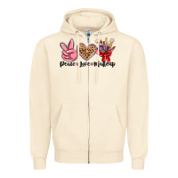 Sandshell peace love makeup Zipper Hoodie - MaliasSmallBusiness
