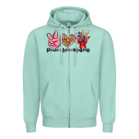 Seafoam peace love makeup Zipper Hoodie - MaliasSmallBusiness