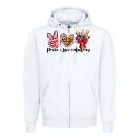 White peace love makeup Zipper Hoodie - MaliasSmallBusiness