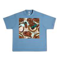 Pebble Blue cowboy western seamless pattern Urban Heavy Tee - BundleAndBundleShop