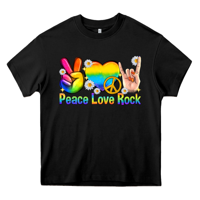 Peace Love Rock Pride Heavy Core Tee by texasbilliewilder | Teevron