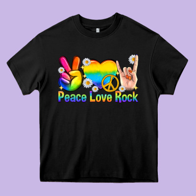 Peace Love Rock Pride Heavy Core Tee Designed By Texasbilliewilder