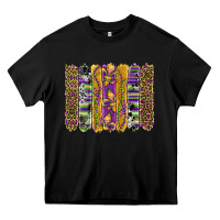 Black mardi gras fleur de lis cowhide serape leopard glitter brushstrokes Heavy Core Tee - Artiststas