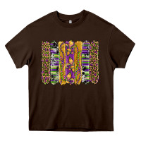 Chocolate Brown mardi gras fleur de lis cowhide serape leopard glitter brushstrokes Heavy Core Tee - Artiststas