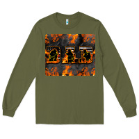 Army Green American Firefighter Dad Long Sleeve Tee - LillyAllenDesigns