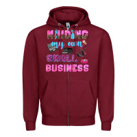 Burgundy mind my own small business Zipper Hoodie - NancyCooperArtShop