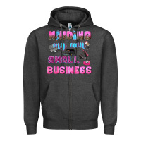 Charcoal Heather mind my own small business Zipper Hoodie - NancyCooperArtShop