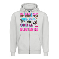Dove Grey mind my own small business Zipper Hoodie - NancyCooperArtShop