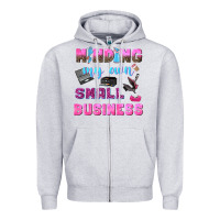 Heather Grey mind my own small business Zipper Hoodie - NancyCooperArtShop