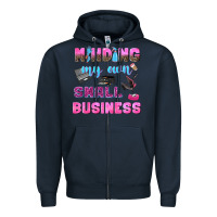 Navy mind my own small business Zipper Hoodie - NancyCooperArtShop