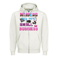 Oatmeal Heather mind my own small business Zipper Hoodie - NancyCooperArtShop