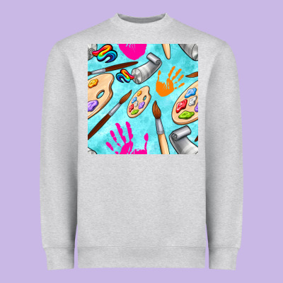 Find Art Class Seamless Pattern Heavyweight Sweatshirt Designed By Bundleandbundleshop
