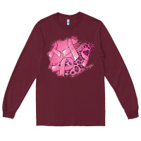 Burgundy breast cancer patches Long Sleeve Tee - Jasminsmagicworld