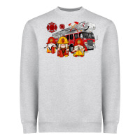 Heather Grey fire truck gnomes Heavyweight Sweatshirt - Artiststas