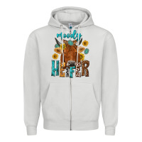 Dove Grey moody cow Zipper Hoodie - NancyCooperArtShop