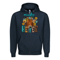 Navy moody cow Zipper Hoodie - NancyCooperArtShop