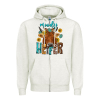Oatmeal Heather moody cow Zipper Hoodie - NancyCooperArtShop