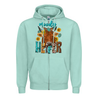 Seafoam moody cow Zipper Hoodie - NancyCooperArtShop