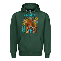 Sports Green moody cow Zipper Hoodie - NancyCooperArtShop