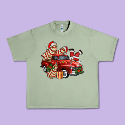 Christmas Tree Cake With Farm Track And Santa Ado Urban Heavy Tee Designed By Adodesignshop