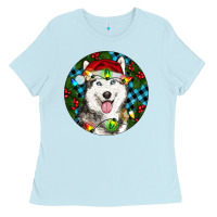 Baby Blue Christmas Husky Ladies Tee - RanaPortraitStore