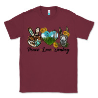 Burgundy Peace Love Donkey Head Classic Tee - LillyAllenDesigns