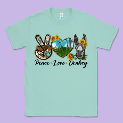 Peace Love Donkey Head Classic Tee Designed By Lillyallendesigns