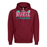 Burgundy nurse in progress Zipper Hoodie - NancyCooperArtShop