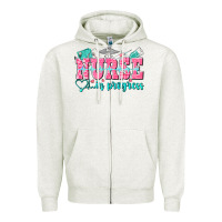 Oatmeal Heather nurse in progress Zipper Hoodie - NancyCooperArtShop