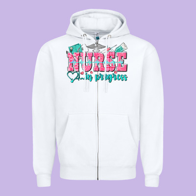 Nurse In Progress Zipper Hoodie Designed By Nancycooperartshop