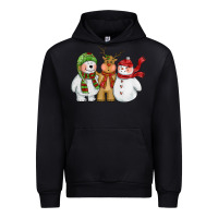 Black christmas polar bear reindeer and snowman Urban Hoodie - CowGirlArtShop