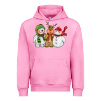 Fuchsia Pink christmas polar bear reindeer and snowman Urban Hoodie - CowGirlArtShop