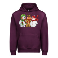 Mauve Wine christmas polar bear reindeer and snowman Urban Hoodie - CowGirlArtShop