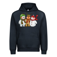 Navy christmas polar bear reindeer and snowman Urban Hoodie - CowGirlArtShop