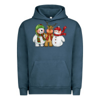 Pigment Midnight Navy christmas polar bear reindeer and snowman Urban Hoodie - CowGirlArtShop