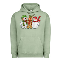 Pigment Oil Green christmas polar bear reindeer and snowman Urban Hoodie - CowGirlArtShop