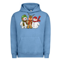 Pigment Pebble Blue christmas polar bear reindeer and snowman Urban Hoodie - CowGirlArtShop