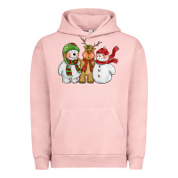 Pigment Salmon christmas polar bear reindeer and snowman Urban Hoodie - CowGirlArtShop