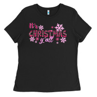 Black It's Christmas Y'all Season Pink Christmas Ladies Tee - RanaPortraitStore