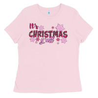 Bubblegum Pink It's Christmas Y'all Season Pink Christmas Ladies Tee - RanaPortraitStore